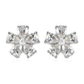 Moissanite Floral Stud Earrings in Platinum Over Sterling Silver 1.40 ctw - Sticky add to cart bar