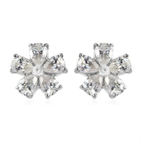 Moissanite Floral Stud Earrings in Platinum Over Sterling Silver 1.40 ctw