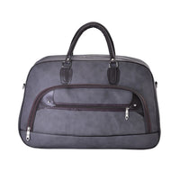 TLV Gray Color Faux Leather Travel Bag (21.26"x8.66"x13.39") with Handle Drop (5.5") & Shoulder Strap (40")