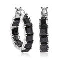 Thai Black Spinel Inside Out Hoop Earrings in Stainless Steel 6.10 ctw - Sticky add to cart bar