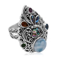 Bali Legacy Larimar, Multi Gemstones Ring in Sterling Silver (Size 10.0) 5.65 ctw - Sticky add to cart bar