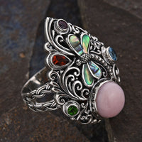 Bali Legacy Larimar, Multi Gemstones Ring in Sterling Silver (Size 10.0) 5.65 ctw