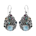 Bali Legacy Larimar and Multi Gemstone Earrings in Sterling Silver 5.60 ctw - Sticky add to cart bar