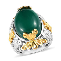 Karis Verde Onyx Solitaire Ring in 18K Yellow Gold Plated and Platinum 10.50 ctw