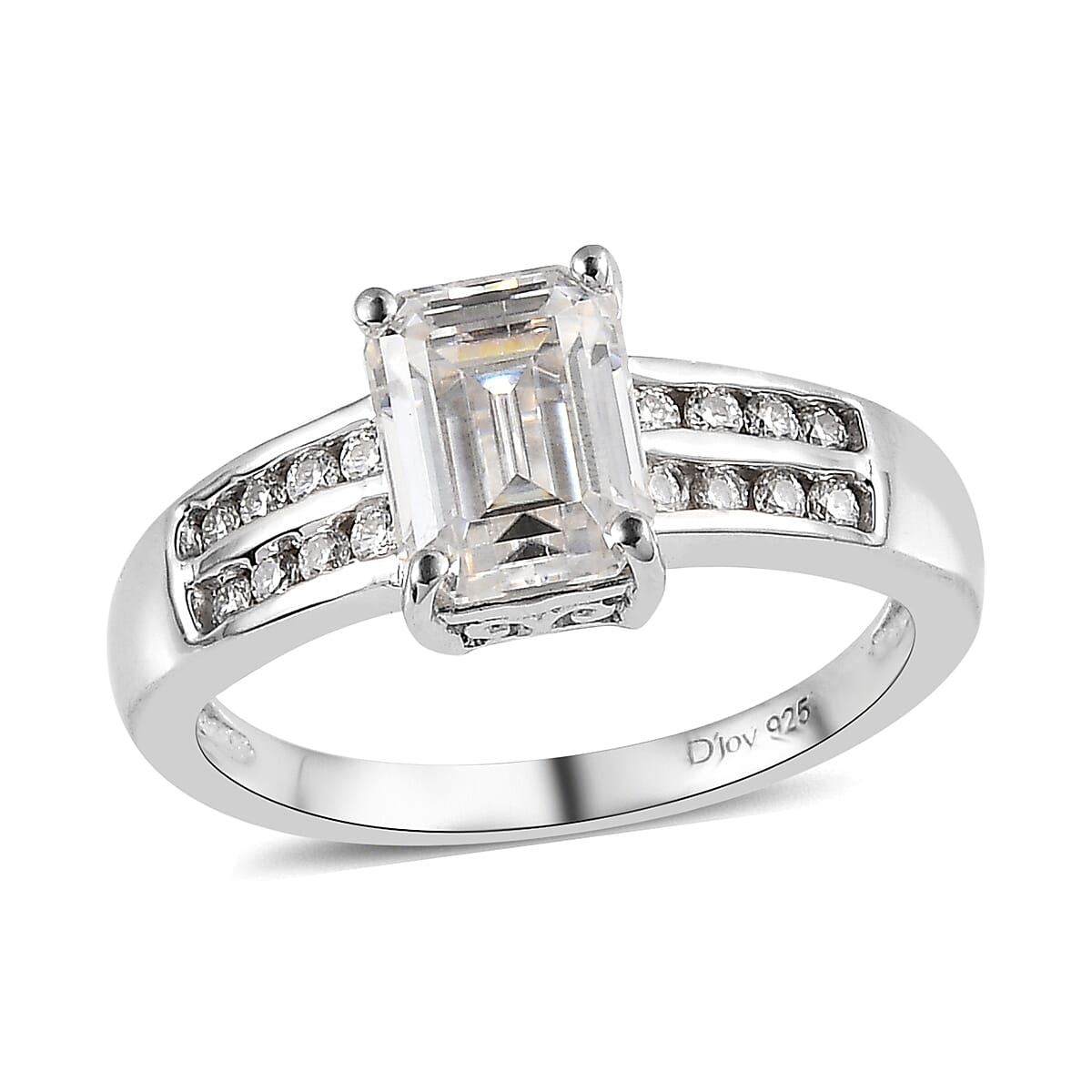 Moissanite Ring in Platinum Over Sterling Silver 2.00 ctw (Del. in 7-10 Days)