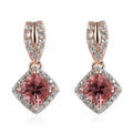 Red Rose Apatite and White Zircon Earrings in Vermeil Rose Gold Over Sterling Silver 2.00 ctw - Sticky add to cart bar
