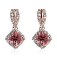 Red Rose Apatite and White Zircon Earrings in Vermeil Rose Gold Over Sterling Silver 2.00 ctw