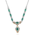 AAA Kagem Zambian Emerald and White Zircon Necklace 18-20 Inches in Vermeil Yellow Gold and Platinum Over Sterling Silver 2.50 ctw - Sticky add to cart bar