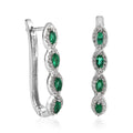 AAA Kagem Zambian Emerald and White Zircon Hoop Earrings in Platinum Over Sterling Silver 1.35 ctw - Sticky add to cart bar