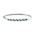 AAA Kagem Zambian Emerald and White Zircon Bangle Bracelet in Platinum Over Sterling Silver (7.25 in) 1.35 ctw - Sticky add to cart bar