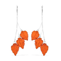 Baltic Amber Leaf Drop Earrings in Sterling Silver