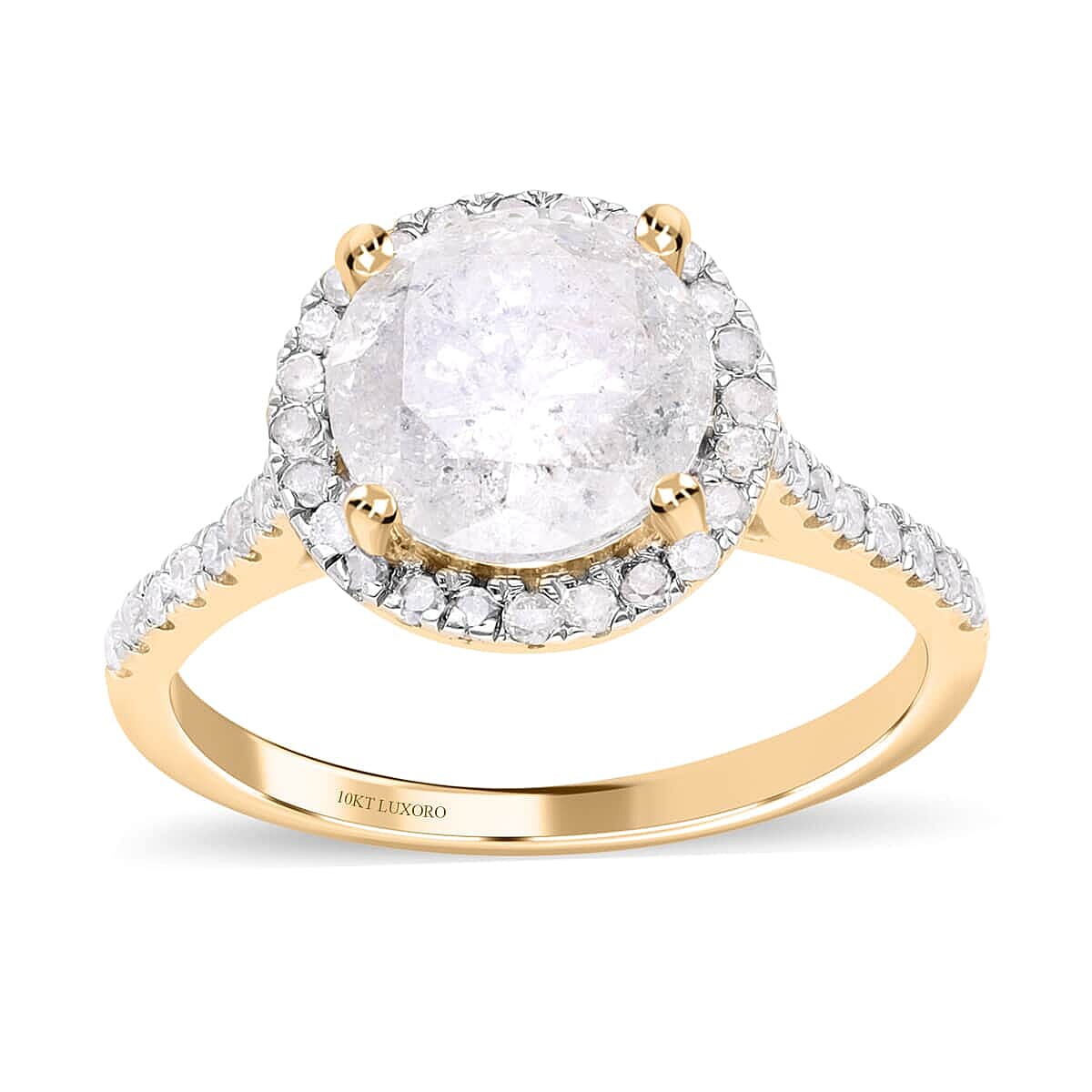 Luxoro 10K Yellow Gold Diamond (G-H, I3) Halo Ring (Size 10.0) 3.50 ctw