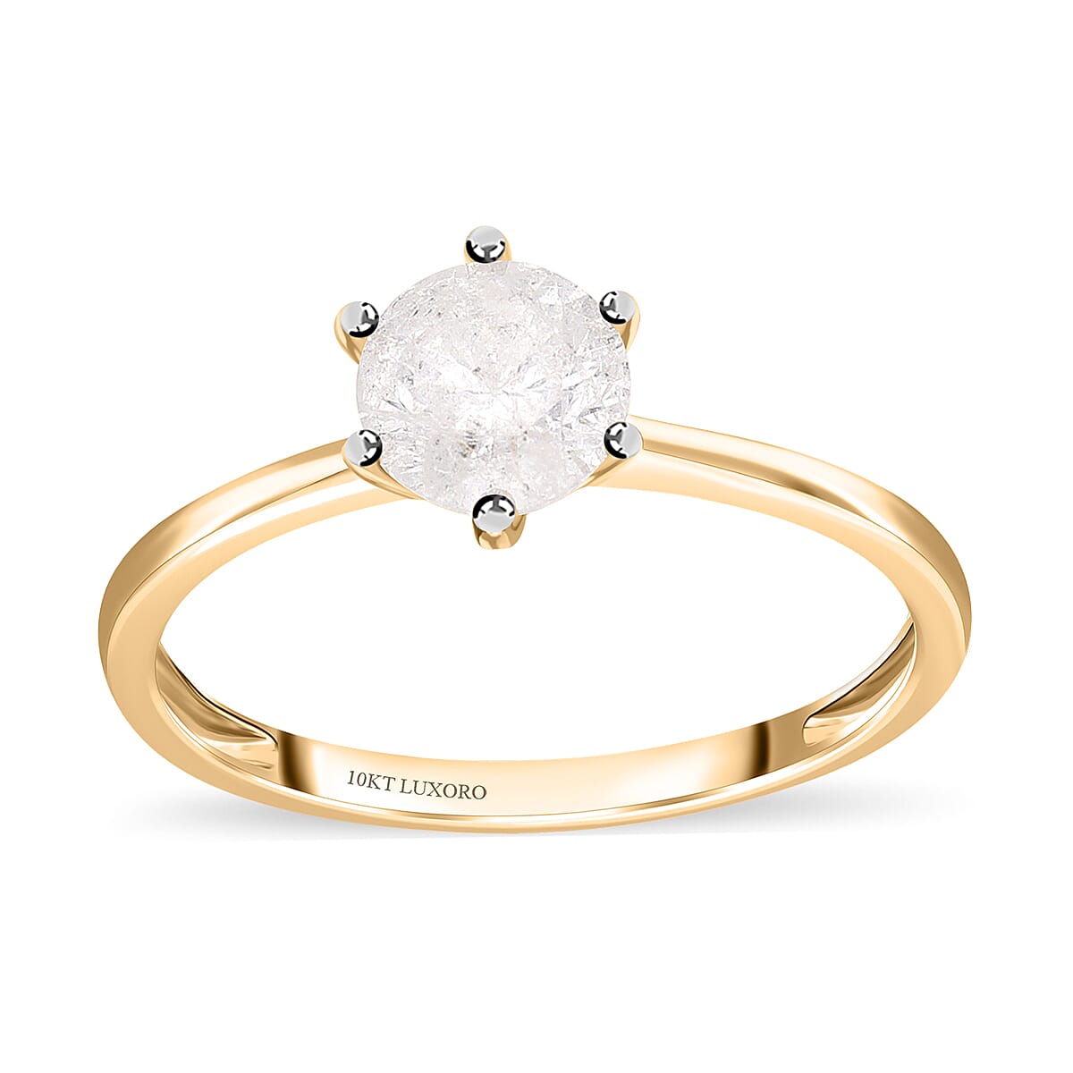 SGL Certified Luxoro 10K Yellow Gold G-H I3 Diamond Solitaire Ring 1.10 ctw