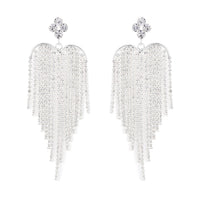 White Austrian Crystal Chandelier Earrings in Silvertone and Stainless Steel