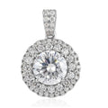 TLV Moissanite (Rnd 9mm) Halo Pendant in Platinum Over Sterling Silver 3.50 ctw - Sticky add to cart bar