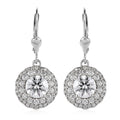 TLV Moissanite (Rnd 6.5mm) Lever Back Earrings in Platinum Over Sterling Silver 2.85 ctw - Sticky add to cart bar