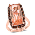 Morganique Quartz (Triplet) and Coffee Zircon Halo Ring in Vermeil Rose Gold Over Sterling Silver 13.15 ctw - Sticky add to cart bar