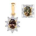 Luxoro 10K Yellow Gold Premium Bekily Color Change Garnet and Moissanite Sunburst Pendant 1.00 ctw - Sticky add to cart bar
