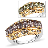 Bekily Color Change Garnet Ring in Vermeil Yellow Gold and Platinum Over Sterling Silver 2.25 ctw