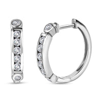 Moissanite Hoop Earrings in Platinum Over Sterling Silver 0.85 ctw