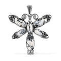 Artisan Crafted White Buffalo Pendant, Dragonfly Pendant, Sterling Silver Pendant, White Buffalo Dragonfly Pendant 15.35 ctw - Sticky add to cart bar