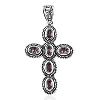 D'Joy Artisan Crafted Bekily Color Change Garnet Cross Pendant without Chain in Sterling Silver 1.75 ctw