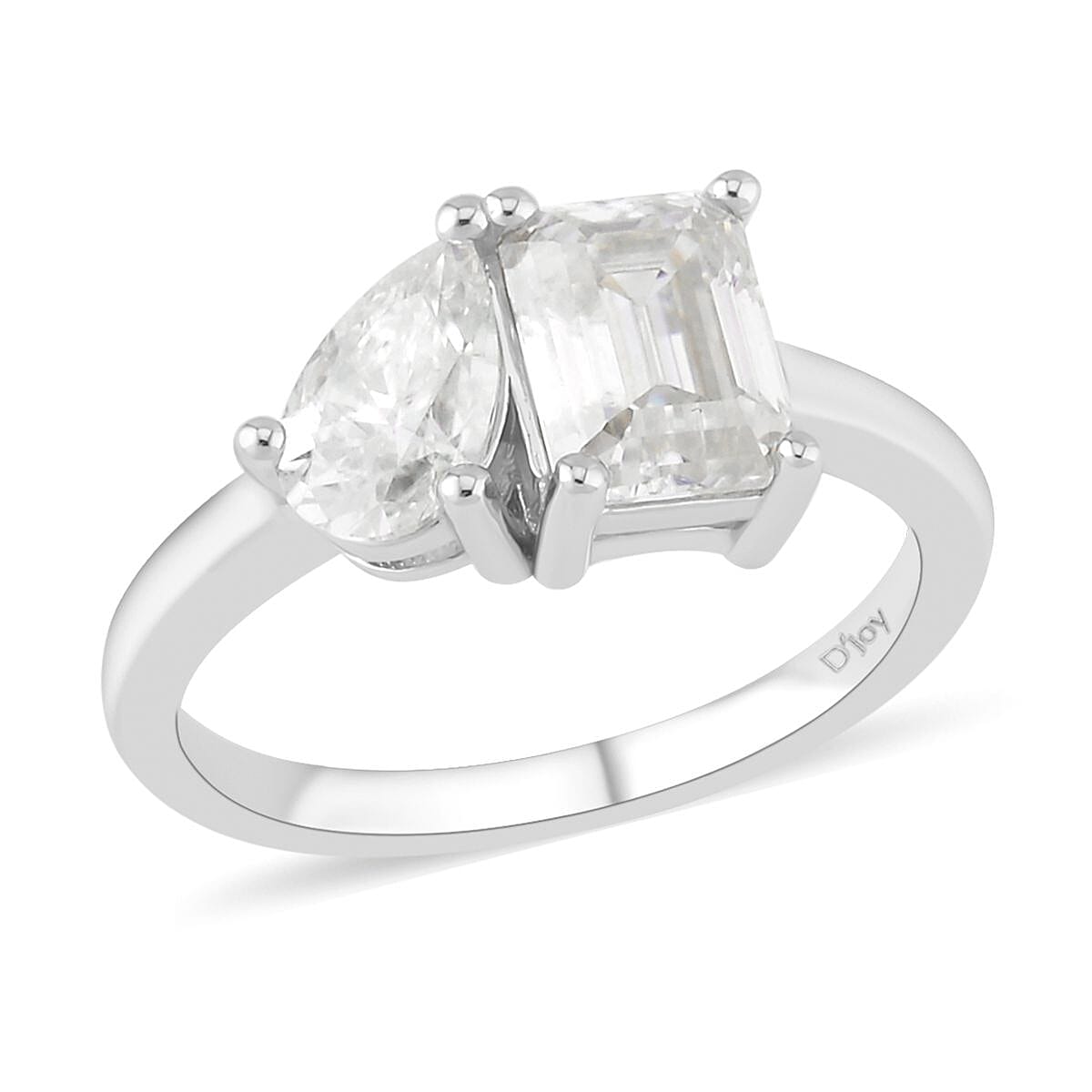 Moissanite Toi-Moi Ring in Rhodium Over Sterling Silver (Size 10.0) 2.60 ctw