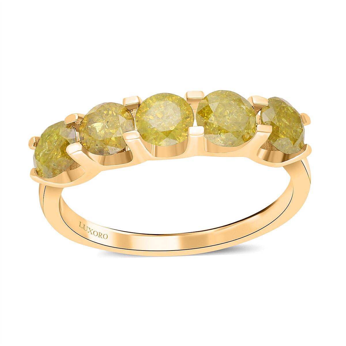 Luxoro 10K Yellow Gold Yellow Diamond 5 Stone Ring 2.00 ctw