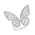 Simulated Diamond Butterfly Ring in Silvertone 5.00 ctw - Sticky add to cart bar