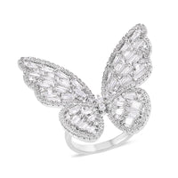 Simulated Diamond Butterfly Ring in Silvertone 5.00 ctw