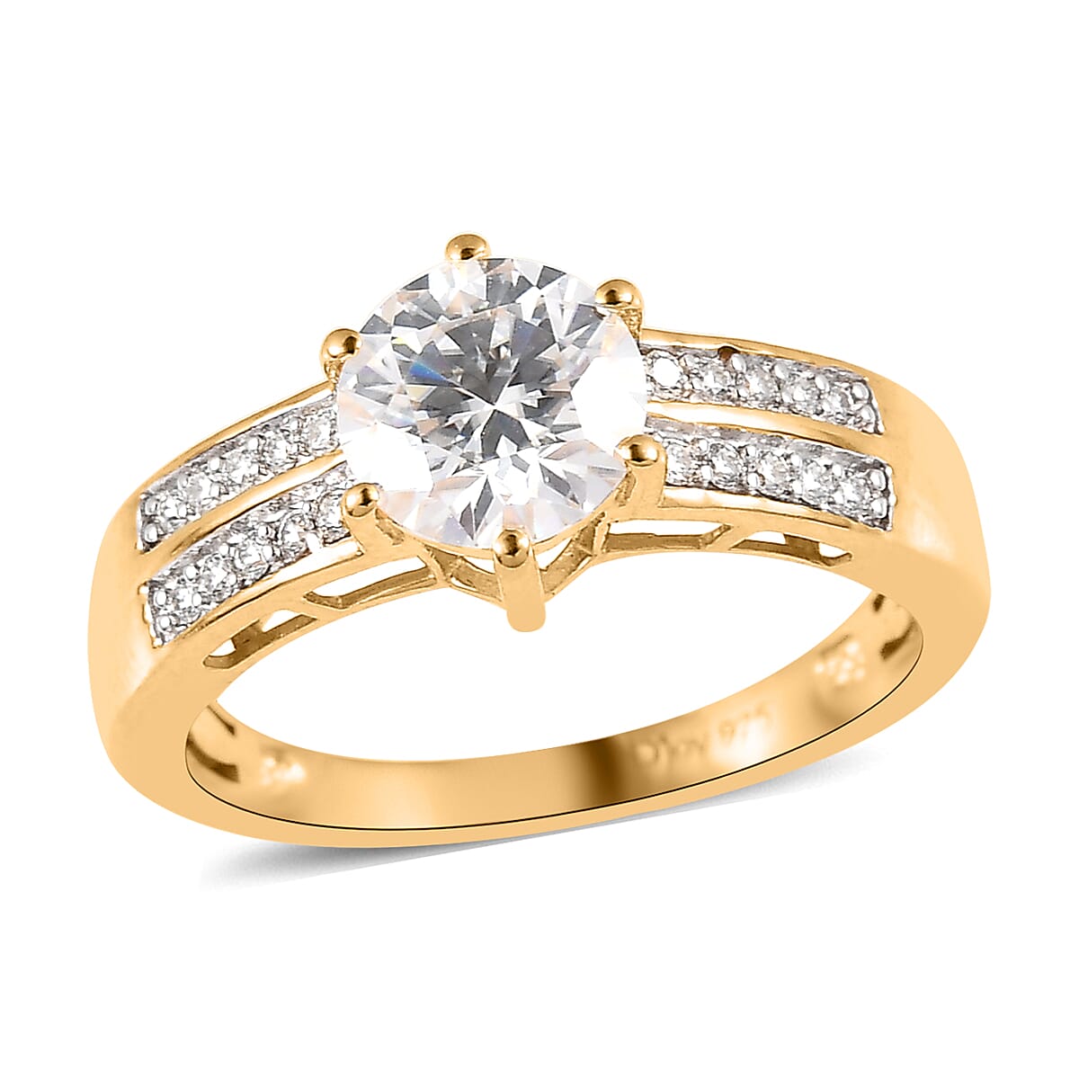 Moissanite Ring in Vermeil Yellow Gold Over Sterling Silver 1.35 ctw (Del. in 7-10 Days)