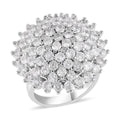 Simulated Diamond Cluster Ring in Silvertone (Size 10.0) 6.00 ctw - Sticky add to cart bar