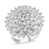 Simulated Diamond Cluster Ring in Silvertone (Size 10.0) 6.00 ctw