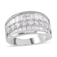 Simulated Diamond Bridge Ring in Silvertone (Size 10.0) 5.00 ctw