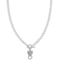 Green Glass and Simulated Champagne Diamond Wolf Head and Link Necklace 20 Inches in Goldtone 1.00 ctw - Sticky add to cart bar