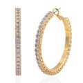 Simulated Diamond Hoop Earrings in Goldtone 6.00 ctw - Sticky add to cart bar