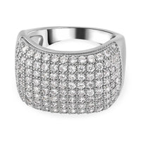 Simulated Diamond Dome Ring in Silvertone (Size 10.0)