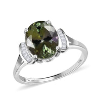 Luxoro 10K White Gold Premium Green Tanzanite and G-H I3 Diamond Ring 3.25 ctw (Del. in 5-7 Days)