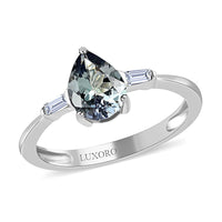 Luxoro 10K White Gold Premium Green Tanzanite and G-H I3 Diamond Ring 1.30 ctw