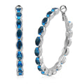 Simulated Blue Sapphire Hoop Earrings in Silvertone - Sticky add to cart bar