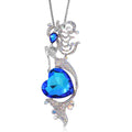 Blue Magic Color Glass and Simulated Mystic White Crystal Necklace in Silvertone 28-30 Inches - Sticky add to cart bar