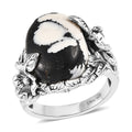 Artisan Crafted White Buffalo Floral Ring in Sterling Silver 9.90 ctw - Sticky add to cart bar