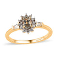 Premium Marropino Morganite and White Zircon Sunburst Ring in Vermeil Rose Gold Over Sterling Silver 1.15 ctw - Sticky add to cart bar