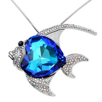 Black and White Austrian Crystal Elephant Necklace (28-30 Inches) in Silvertone