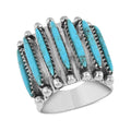 Santa Fe Style Kingman Turquoise Ring Sterling Silver 10.20 ctw - Sticky add to cart bar
