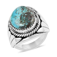 Santa Fe Style Kingman Turquoise Ring in Sterling Silver (Size 8) 4.75 ctw