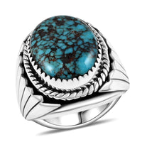 Santa Fe Style Kingman Turquoise Ring in Sterling Silver (Size 8.0) 5.10 ctw