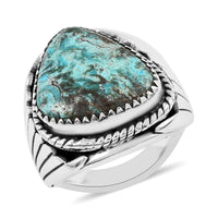 Santa Fe Style Kingman Turquoise Ring in Sterling Silver (Size 9.0) 5.65 ctw