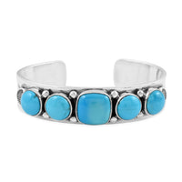 Santa Fe Style Kingman Turquoise Bracelet in Sterling Silver 22.00 ctw