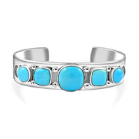 Santa Fe Style Kingman Turquoise Cuff Bracelet in Sterling Silver (Adjustable) 24.25 ctw